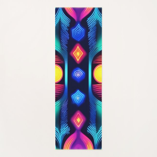 Neon Geometric Mandala Art Yogamatte (Vorderseite)