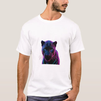 Neon Geometric Panther - Futuristic Holographic Gl T-Shirt