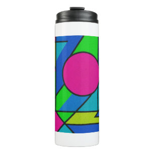 Neon Geometric Pop Art - Abstrakte Farbblockdesi Thermosbecher