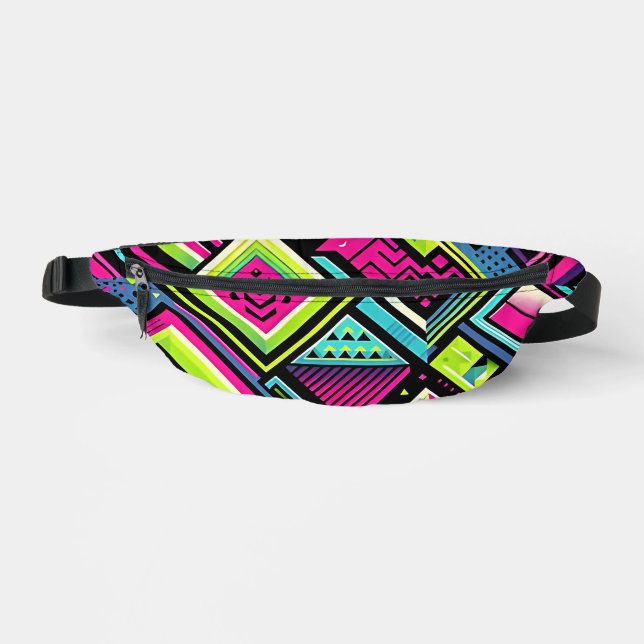 Neon Geometric Retro Vibes Bauchtasche (Vorderseite)