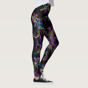 Neon-Geometrie-Explosion: Lebendiger abstrakter Sp Leggings