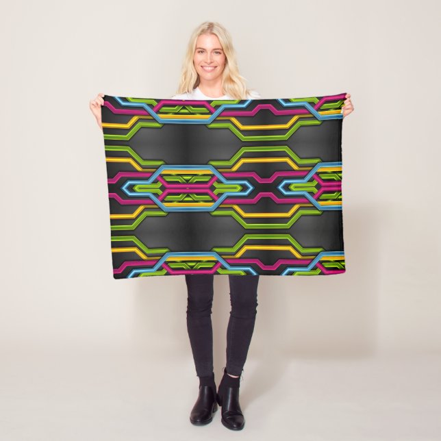 Neon-Geometrie-Muster-Decke Fleecedecke (Beispiel)