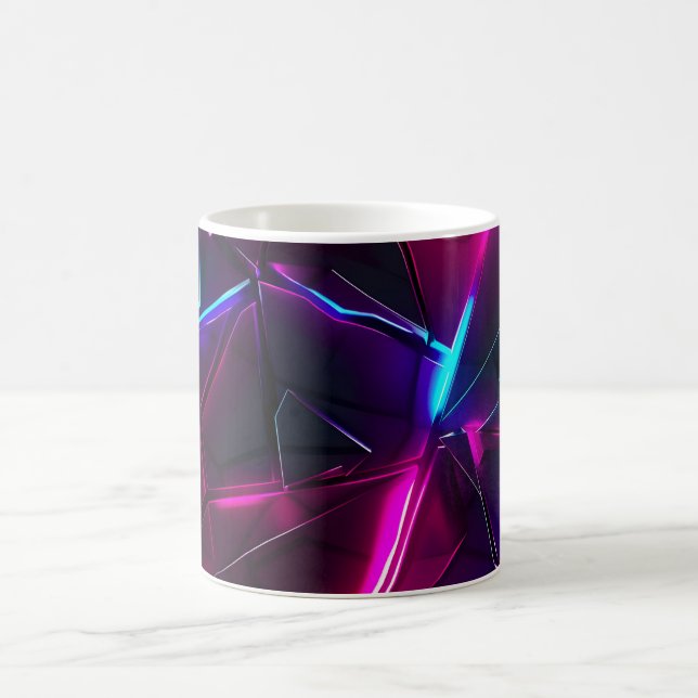 Neon geometrisch abstrakt futuristisch Cyberpunk Kaffeetasse (Mittel)