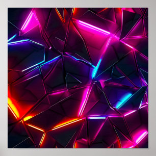 Neon geometrische abstrakte futuristische Cyberpun Poster