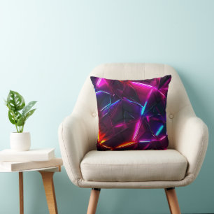 Neon-Geometrisches-Abstraktes-Futuristisches-Cyber Kissen