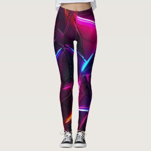 Neon-Geometrisches abstraktes futuristisches Cyber Leggings