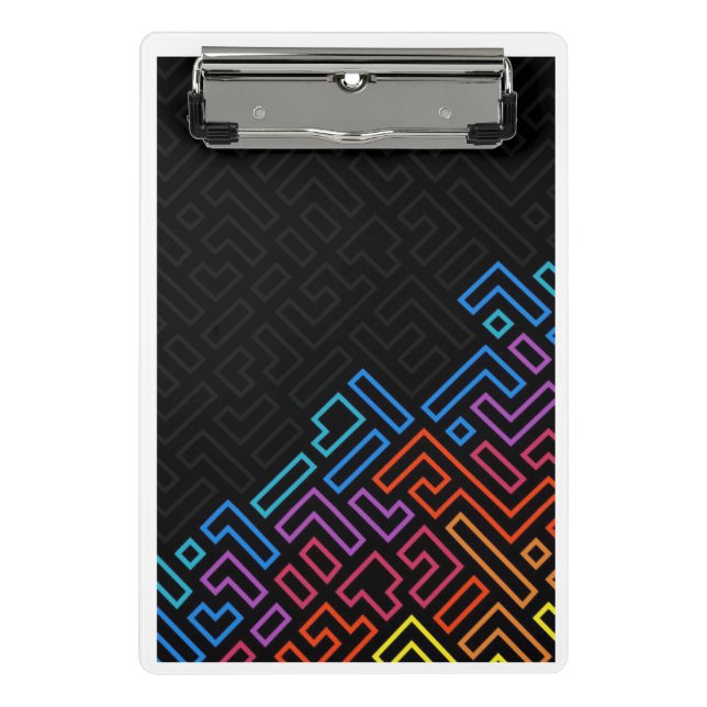 Neon-Geometrisches-Labyrinth-Mini-Clipbrett – Mode Mini Klemmbrett (Vorderseite)