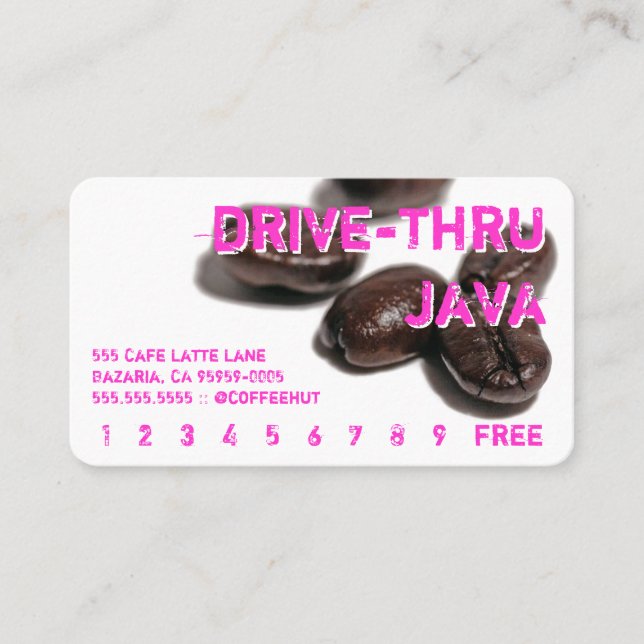 Neon gerundete Kaffeebohne-Getränk-Lochkarte Treuekarte (Vorderseite)