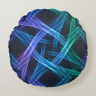 Neon-Gewebte Lichtbänder Abstrakte Fusionsdesign Rundes Kissen