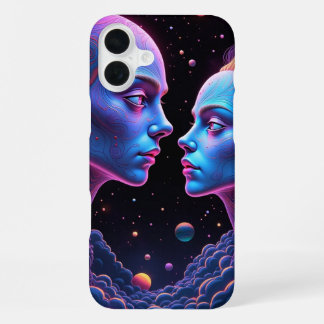 Neon-ghost-Raum - blau und lila zwischen beängstig iPhone 16 Plus Hülle