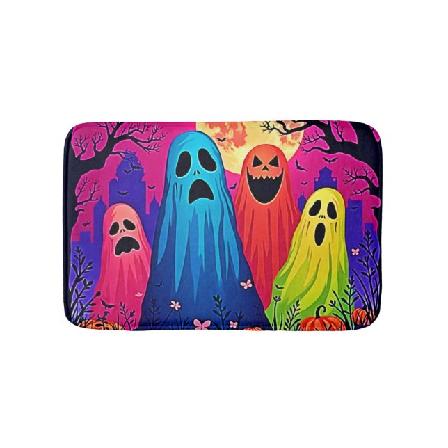 Neon Ghosts' Halloween-Party Design Badematte (Vorderseite)