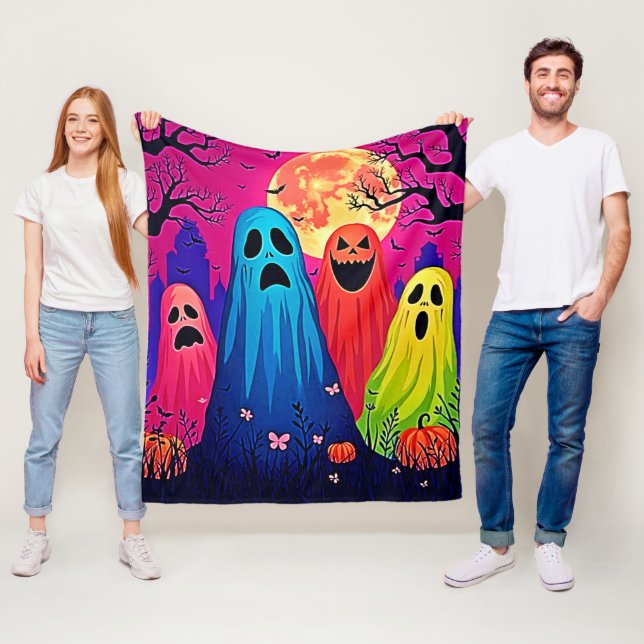 Neon Ghosts' Halloween-Party Design Fleecedecke (Beispiel)