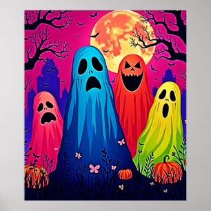 Neon Ghosts' Halloween-Party Design Poster