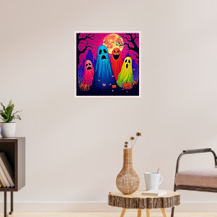 Neon Ghosts' Halloween-Party Design Poster
