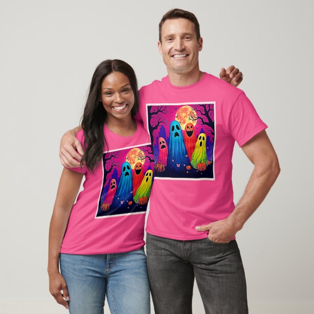 Neon Ghosts' Halloween-Party Design T-Shirt (Unisex)