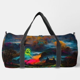 Neon Ghosts in einer Spuk Fantasielandschaft Duffle Bag