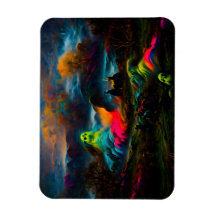 Neon Ghosts in einer Spuk Fantasielandschaft