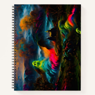 Neon Ghosts in einer Spuk Fantasielandschaft Notizbuch