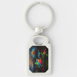 Neon Ghosts in einer Spuk Fantasielandschaft Schlüsselanhänger