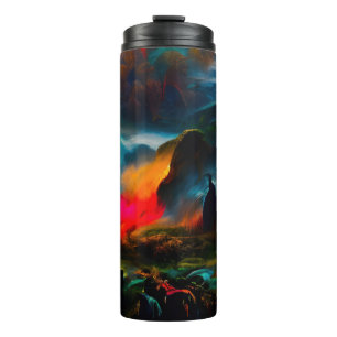 Neon Ghosts in einer Spuk Fantasielandschaft Thermosbecher