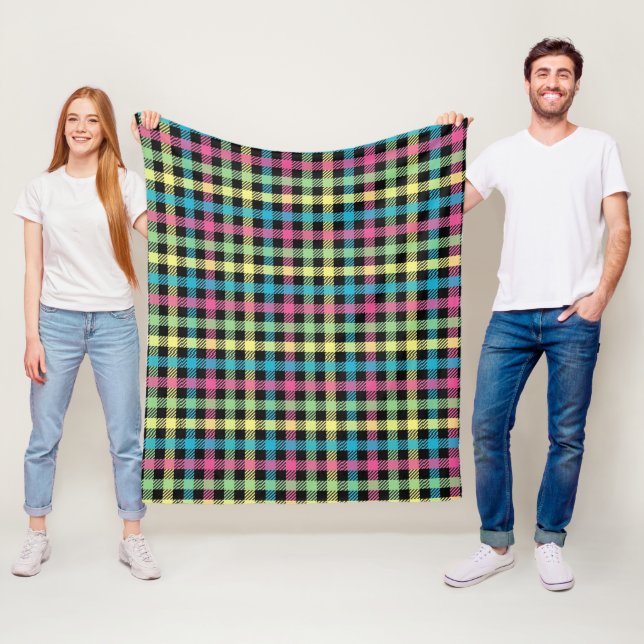 Neon Gingham Fleecedecke (Beispiel)