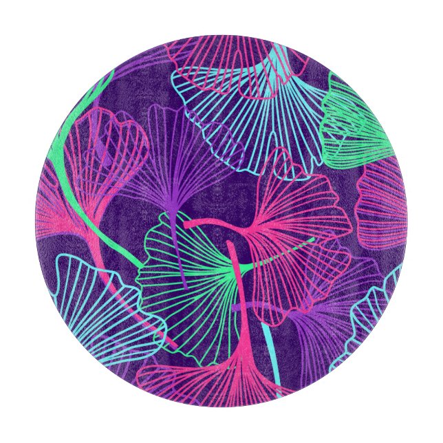 Neon Gingko Verlasse: Helle Blüte. Schneidebrett (Vorderseite)