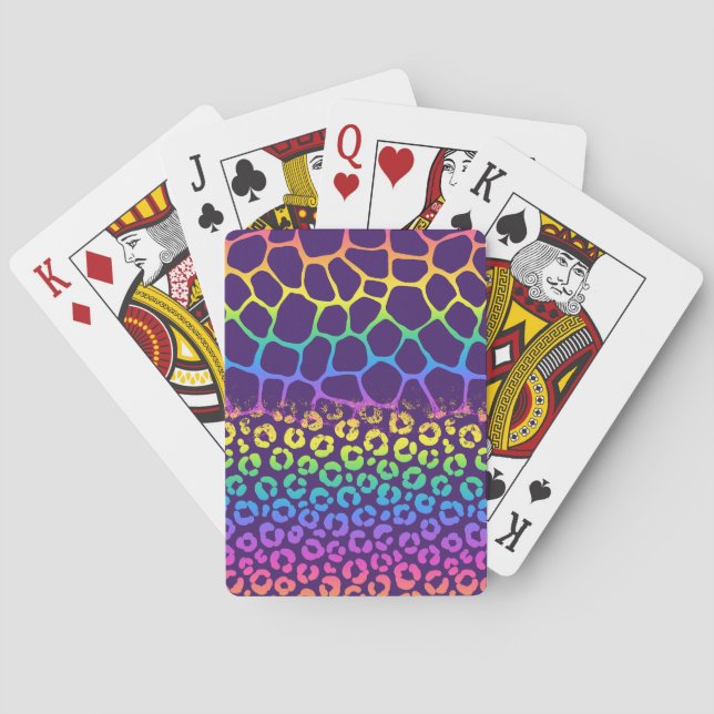 Neon Giraffe und Leopard Spielkarten (Rückseite)