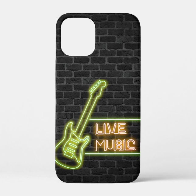 Neon Gitarre auf Backstein Case-Mate iPhone Hülle (Rückseite)