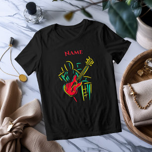 Neon Gitarre Linienkunst Vibrantes musikalisches Tri-Blend Shirt
