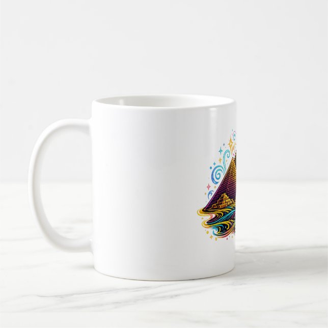 Neon Giza Pyramiden Linien Kunst Tasse (Links)