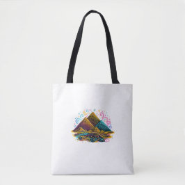 Neon Giza Pyramiden Linien Kunst Tragetasche