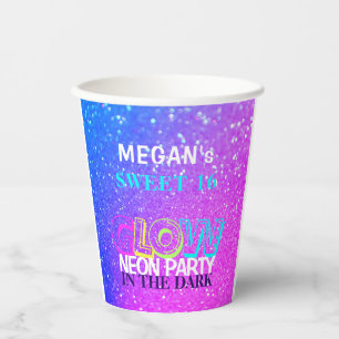 Neon-Glanz Sweet Sixteen Geburtstagsfeier Pappbecher