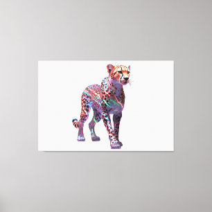 Neon Glas Gepard Kunst – Bunte Energie Geschwindig Leinwanddruck
