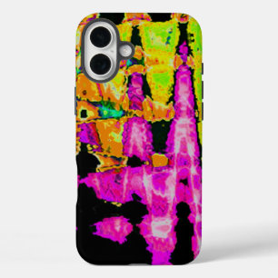 Neon Glitch Abstrakt Art Poster Print iPhone 16 Plus Hülle