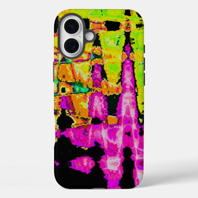 Neon Glitch Abstrakt Art Poster Print Case-Mate iPhone Hülle (Rückseite)