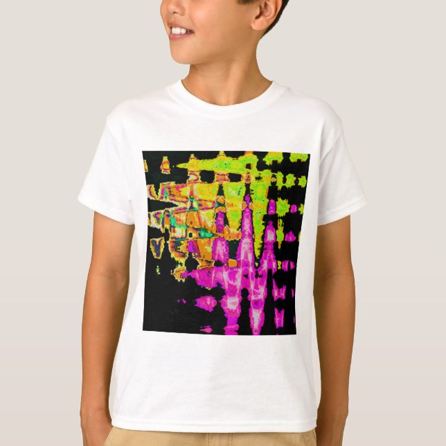 Neon Glitch Abstrakt Art Poster Print T-Shirt (Vorderseite)