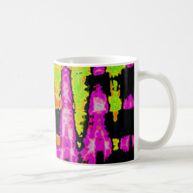 Neon Glitch Abstrakt Art Poster Print Tasse (Rechts)