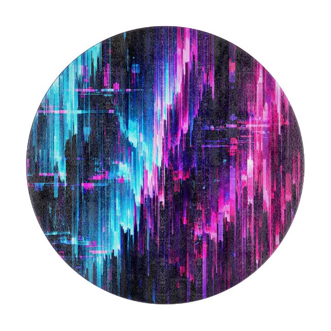 Neon Glitch Data Stream Abstract Schneidebrett (Vorderseite)