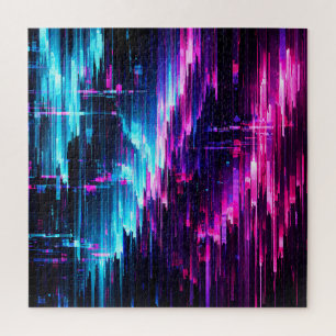 Neon-Glitch-Datenstrom-Abstrakt Puzzle