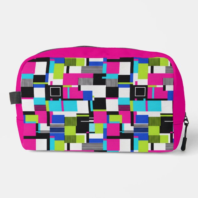 Neon Glitch Geometric Aesthetic Makeup Bag Waschbeutel (Vorderseite)