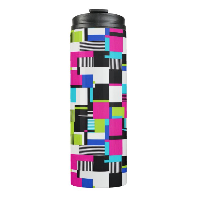 Neon Glitch Geometric Insulated Tumbler Thermosbecher (Vorderseite)