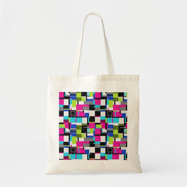 Neon-Glitch-Geometrie-Canvas-Tasche Tragetasche (Vorne)