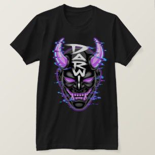 "Neon Glitch Oni Maske - DARW" T-Shirt