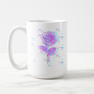 Neon Glitch Rosen Design Kaffeetasse