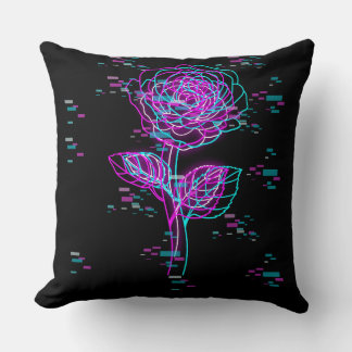Neon Glitch Rosen Design Kissen