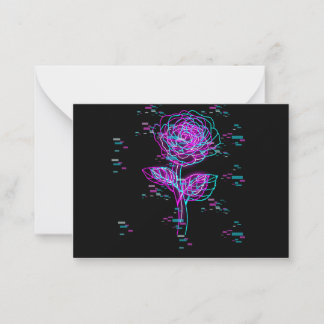 Neon Glitch Rosen-Design Mitteilungskarte