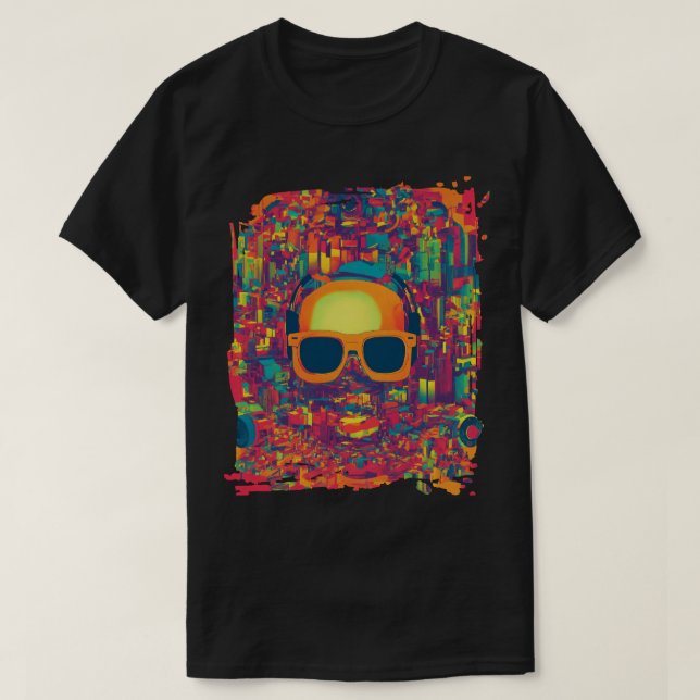 "Neon Glitch Vibes" Abstract Art T-Shirt –  (Design vorne)
