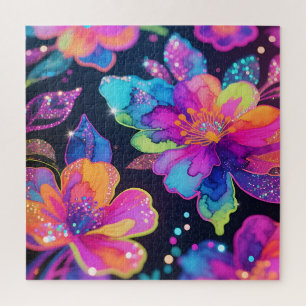 Neon-Glitter-Blumenmuster Puzzle