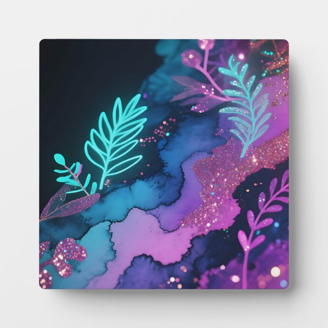 Neon-Glitter-Botanical-Abstrakt Fotoplatte (Vorderseite)