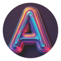 Neon Glow Alphabet Stickers - Letter A Vibrany 3D